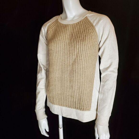 J. Crew Tan Sweater Front Cream Sweatshirt (XXS) - Picture 2 of 6